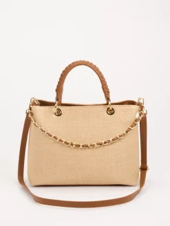 – Handtasche aus Kunstleder und Raffia*Konstantin Starke