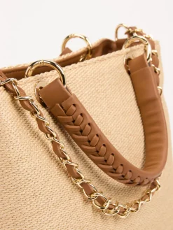 – Handtasche aus Kunstleder und Raffia*Konstantin Starke