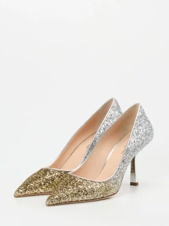 Damen Konstantin Starke – High Heels aus Metallic-Glitzertextil Gold