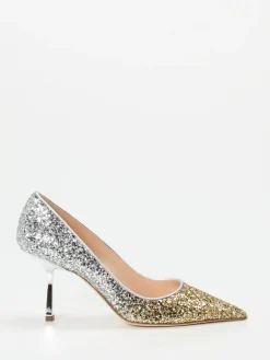 Damen Konstantin Starke – High Heels aus Metallic-Glitzertextil Gold