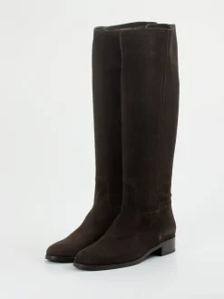 – Kniehohe Stiefel aus Veloursleder Dunkel*Konstantin Starke Clearance