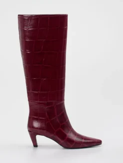 Damen Konstantin Starke – Kniehohe Stiefel aus geprägtem Leder Bordeaux