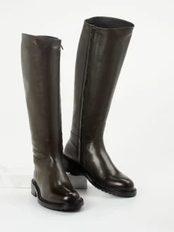 Damen Konstantin Starke – Kniehohe Stiefel aus Kalbleder dunkel