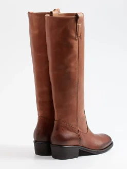 Damen Konstantin Starke – Kniehohe Stiefel aus Kalbleder Cognac