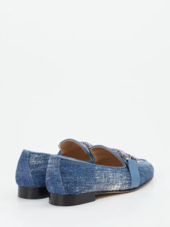 Damen Konstantin Starke – Loafer aus Denim mit Kristallbesatz