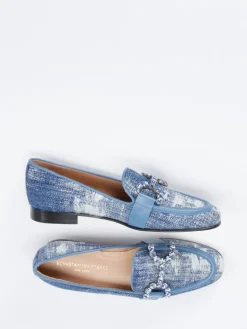 Damen Konstantin Starke – Loafer aus Denim mit Kristallbesatz
