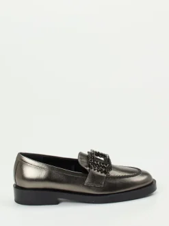 Damen Konstantin Starke – Loafer aus Metallicleder anthrazit