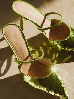 – Mules aus Metallic-Satin Limetten*Konstantin Starke Best