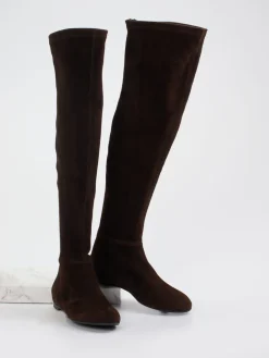 Damen Konstantin Starke – Overknee-Stiefel aus Veloursleder Dunkel