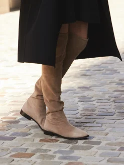 Damen Konstantin Starke – Overknee-Stiefel aus Veloursleder taupe