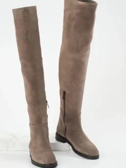 Damen Konstantin Starke – Overknee-Stiefel aus Veloursleder taupe