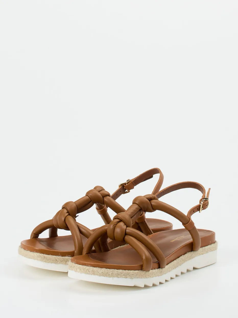 Damen Konstantin Starke – Plateau-Sandale aus Lammleder cognac