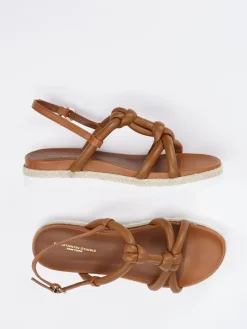 Damen Konstantin Starke – Plateau-Sandale aus Lammleder cognac