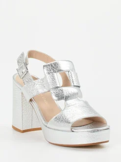 Damen Konstantin Starke – Plateau-Sandalen aus Metallicleder