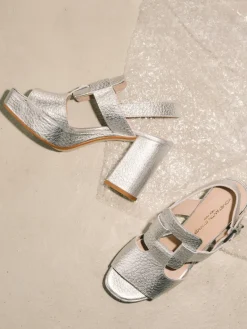 Damen Konstantin Starke – Plateau-Sandalen aus Metallicleder