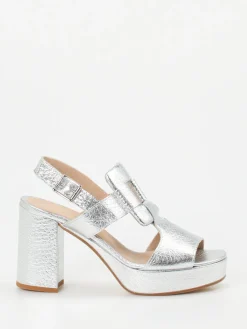 Damen Konstantin Starke – Plateau-Sandalen aus Metallicleder