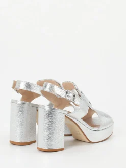 Damen Konstantin Starke – Plateau-Sandalen aus Metallicleder