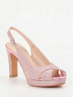 Damen Konstantin Starke – Plateau-Sandalette aus Metallicleder Rosé