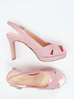 Damen Konstantin Starke – Plateau-Sandalette aus Metallicleder Rosé