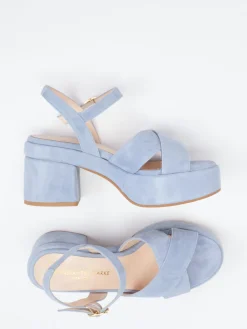 Damen Konstantin Starke – Plateau-Sandalen aus Veloursleder hell