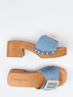 Damen Konstantin Starke – Plateau-Pantolette aus Bast und Veloursleder