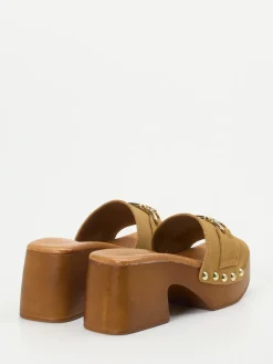 Damen Konstantin Starke – Plateau-Mules aus Veloursleder cognac