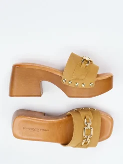 Damen Konstantin Starke – Plateau-Mules aus Veloursleder cognac