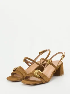 Damen Konstantin Starke – Sandalen aus Veloursleder cognacfarben