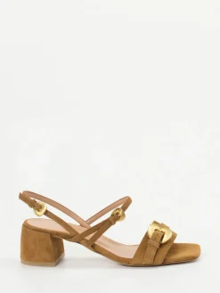 Damen Konstantin Starke – Sandalen aus Veloursleder cognacfarben