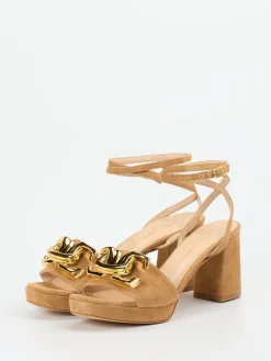 Damen Konstantin Starke – Sandalen aus Veloursleder camel