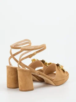 Damen Konstantin Starke – Sandalen aus Veloursleder camel