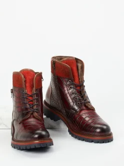 – Schnürboots aus geprägtem Leder wein*Konstantin Starke New