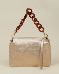 Damen Konstantin Starke – Schultertasche aus Metallicleder Roségold