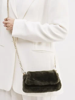 Damen Konstantin Starke – Schultertasche aus Kunstfell Dunkeloliv