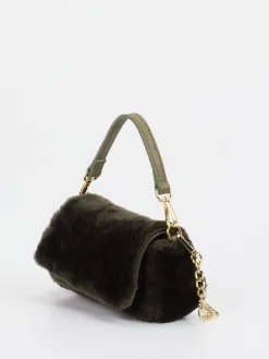 Damen Konstantin Starke – Schultertasche aus Kunstfell Dunkeloliv