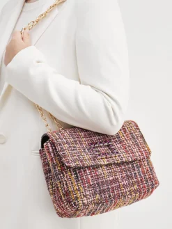 – Schultertasche aus Bouclé-Stoff bordeauxrot*Konstantin Starke Best