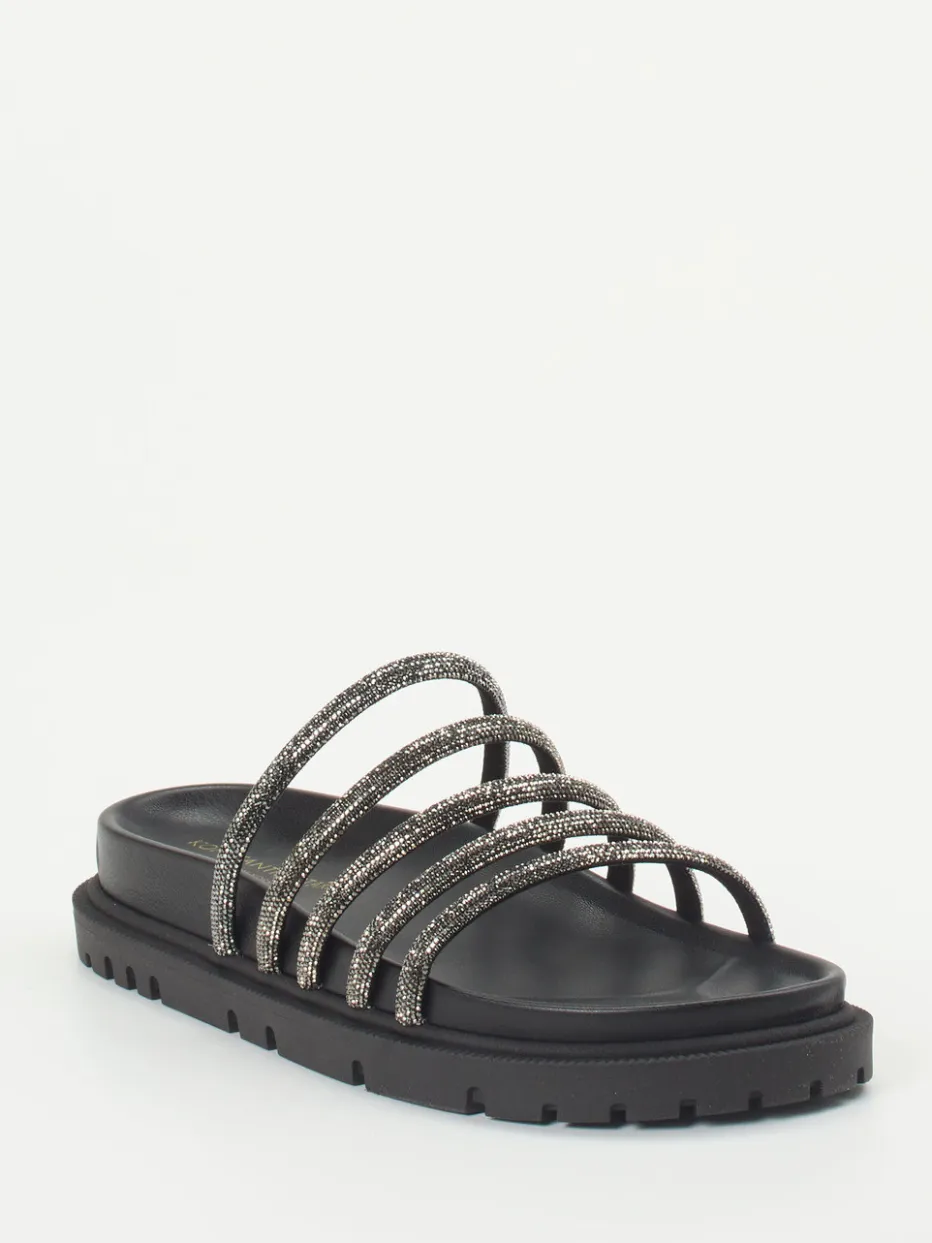 Damen Konstantin Starke – Slides aus Metallic mit Strass