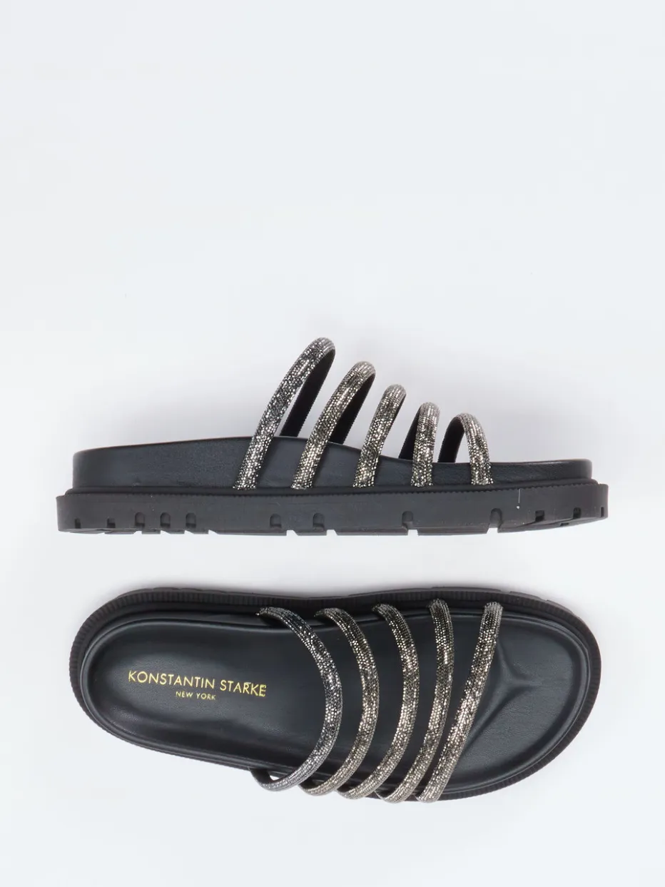 Damen Konstantin Starke – Slides aus Metallic mit Strass