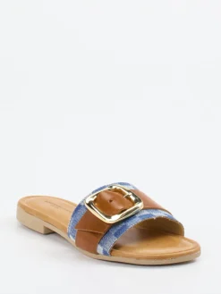 Damen Konstantin Starke – Slides aus Glattleder und Denim