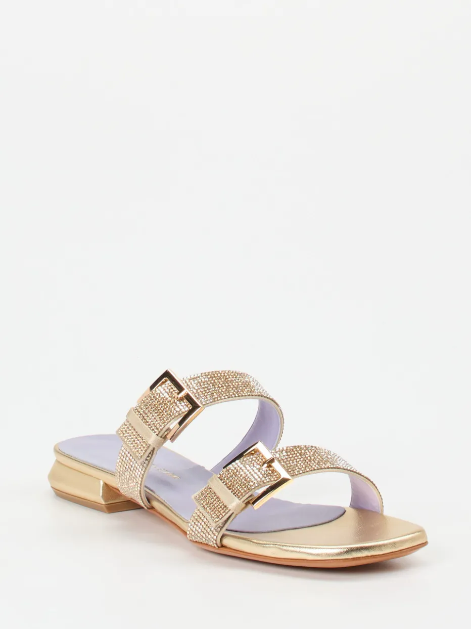 Damen Konstantin Starke – Slides aus Metallic mit Strassbesatz