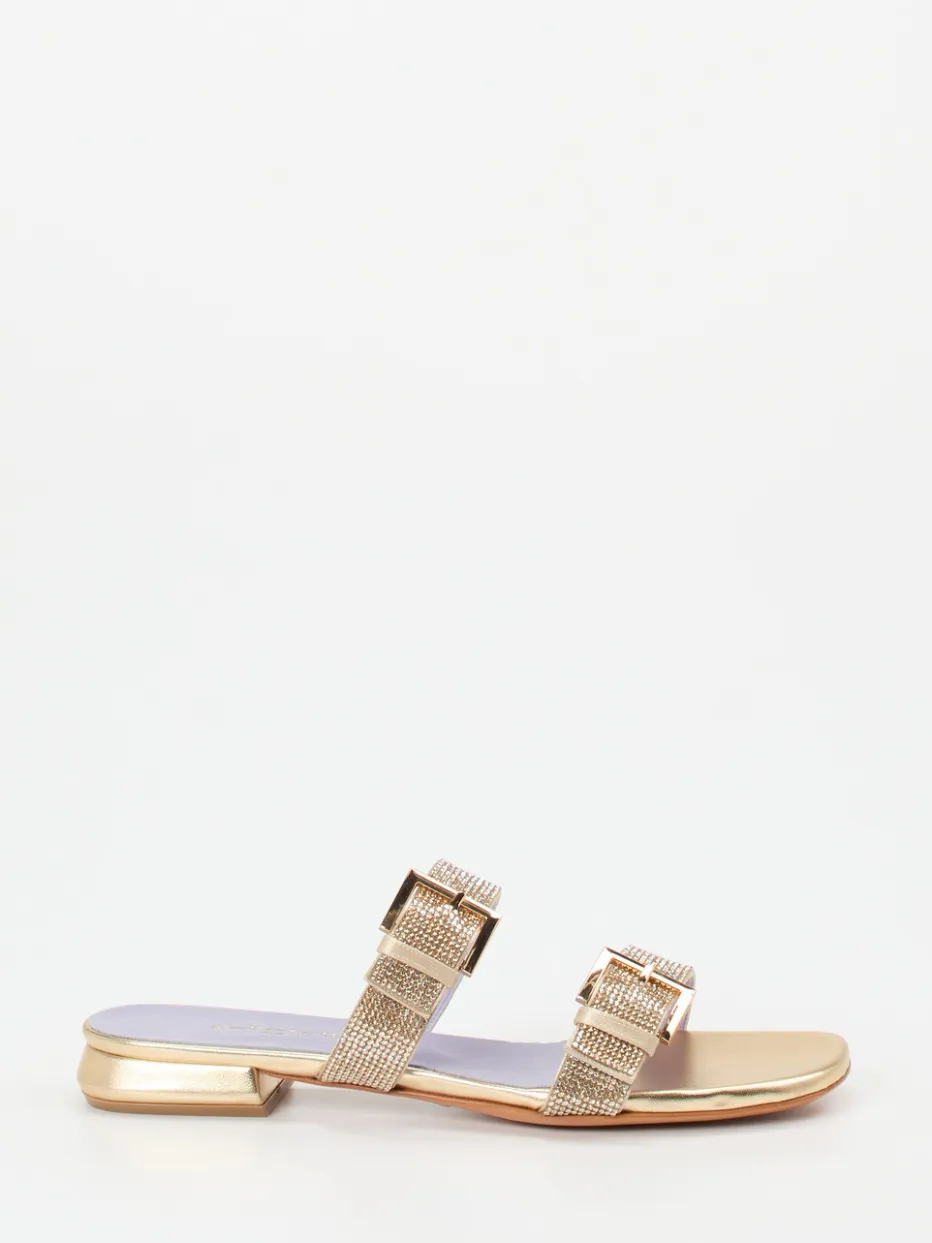 Damen Konstantin Starke – Slides aus Metallic mit Strassbesatz