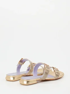 Damen Konstantin Starke – Slides aus Metallic mit Strassbesatz