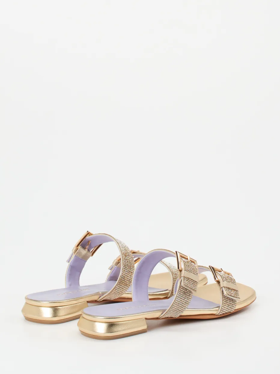 Damen Konstantin Starke – Slides aus Metallic mit Strassbesatz