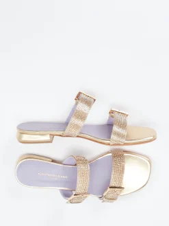 Damen Konstantin Starke – Slides aus Metallic mit Strassbesatz