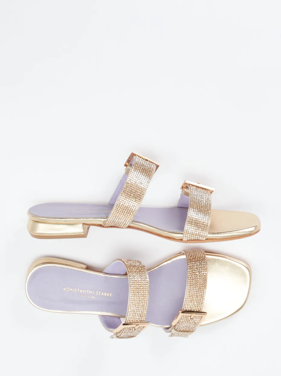 Damen Konstantin Starke – Slides aus Metallic mit Strassbesatz