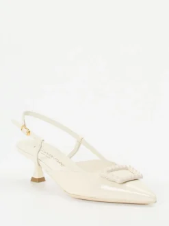 Damen Konstantin Starke – Slingback-Pumps aus Lackleder cremeweiß