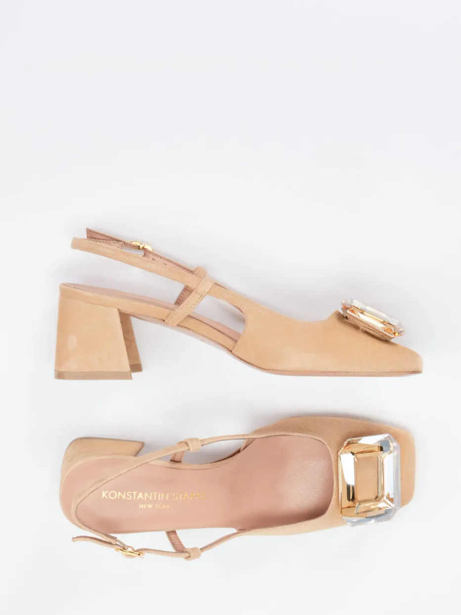 Damen Konstantin Starke – Slingback-Pumps aus Veloursleder Sand
