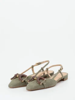 Damen Konstantin Starke – Slingback-Ballerinas aus Textil oliv