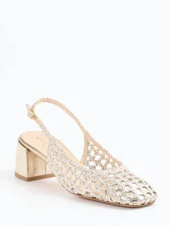 – Slingback-Pumps aus Flechtleder Gold*Konstantin Starke