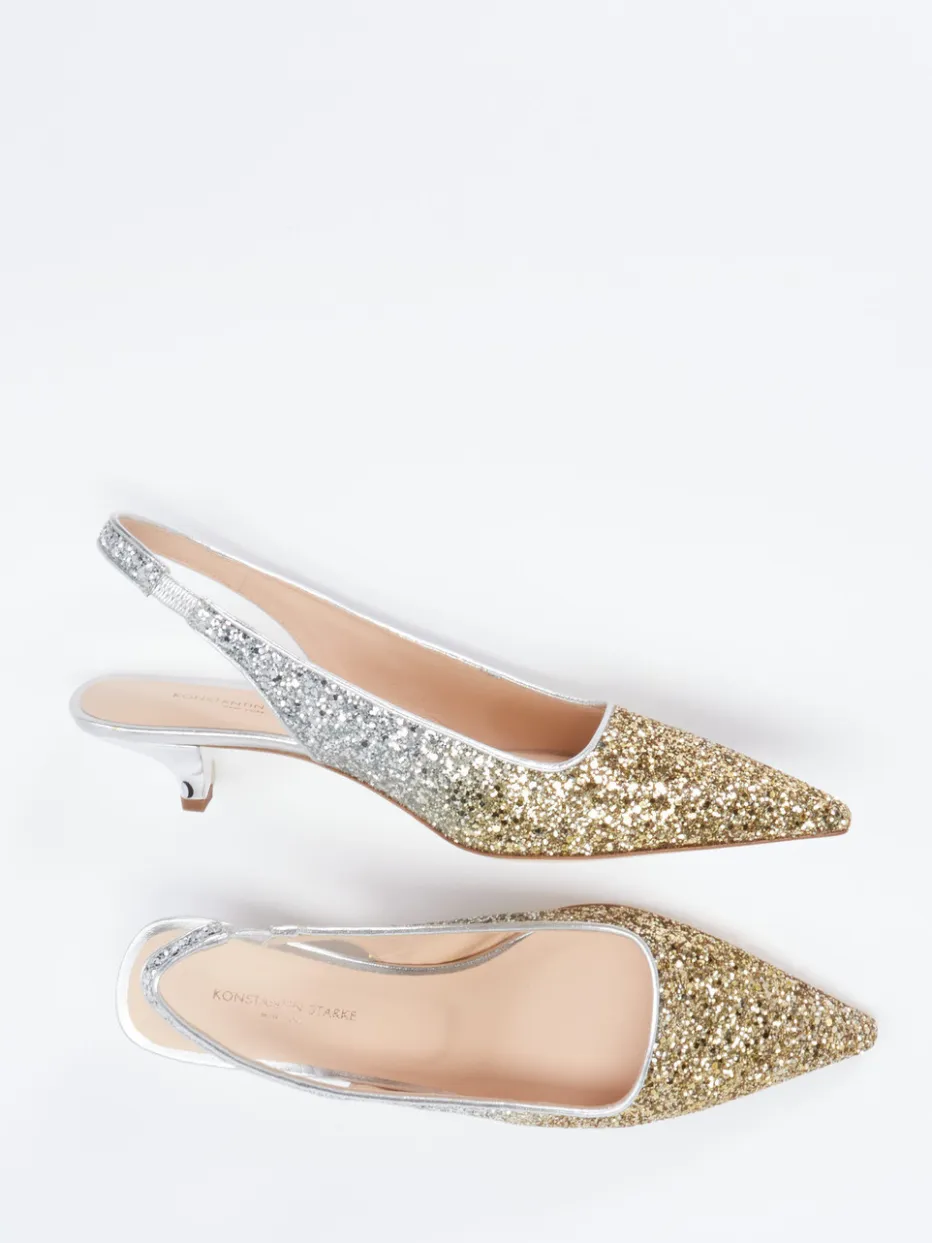 Damen Konstantin Starke – Slingback-Pumps aus Metallicleder Gold